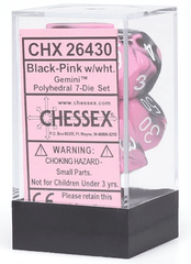 Chessex Dice: 7 Set Polyhedral Gemini Black Pink White CHX26430